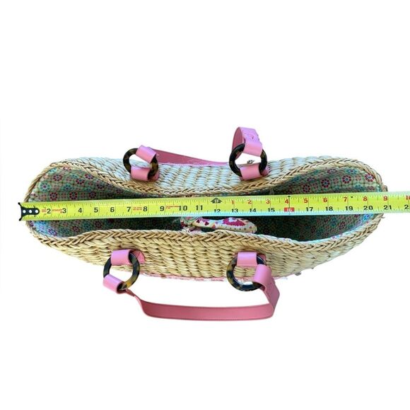 Vera Bradley Straw Tote Retired Capri Melon Beach Bag Pink Strap Paisley Summer - Picture 15 of 15